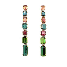 Rose gold earring diamonds and multicolored tourmalines