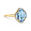 Blue Topaz (swiss Blue) + Diamonds Yellow Gold Victoria Diamonds Ring