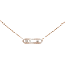  Pink Gold Diamond Necklace Baby Move Pavé