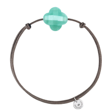  Amazonite Clover Taupe Cord Bracelet