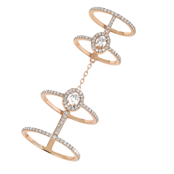 Pink Gold Diamond Ring Glam'Azone Double Pavé