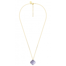  Pendant Blue Lace Agate Clover Yellow Gold Necklace (44 Cm)