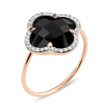  Onyx + Diamonds Rose Gold Victoria Diamonds Ring