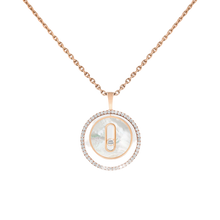  Pink Gold Diamond Necklace White Mother-of-Pearl Lucky Move SM Necklace