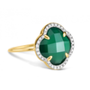 Green Agate + Diamonds Yellow Gold Victoria Diamonds Ring