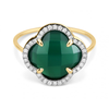 Green Agate + Diamonds Yellow Gold Victoria Diamonds Ring
