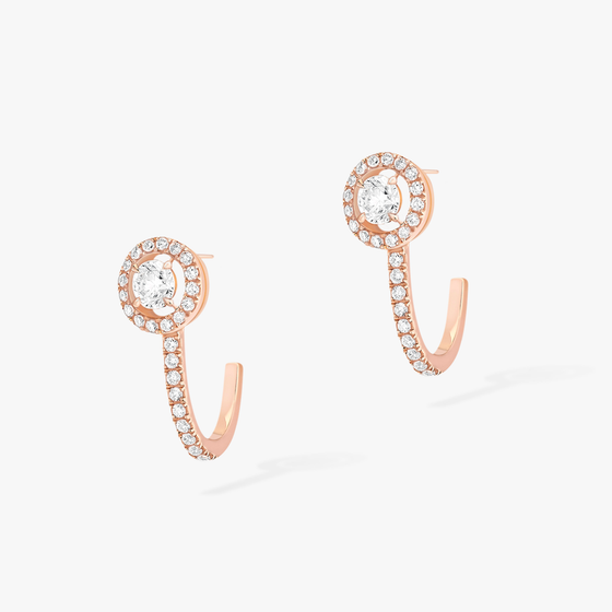 Pink Gold Diamond Earrings Joy Hoop Earrings Round Diamonds 2x0.10ct
