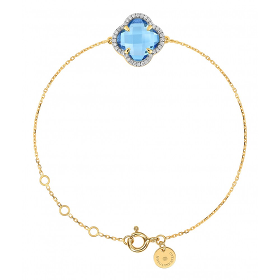Blue Topaz (swiss Blue) + Diamonds Yellow Gold Victoria Diamonds Bracelet