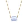 Blue Lace Agate Cushion Yellow Gold Necklace