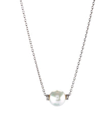  Rose gold diamond and pearl-set necklace