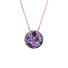  Pink gold necklace, blue topazes, diamonds, pink sapphires and smoky quartz
