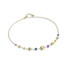  18kt Yellow gold necklace with gemstones and freshwater pearl