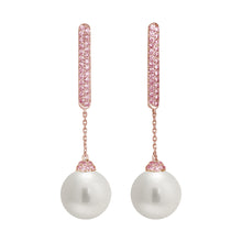  Timeless Rose Gold, Pink Sapphire & White Pearl Earrings