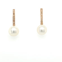  Rose gold earrings white pearls and diamonds