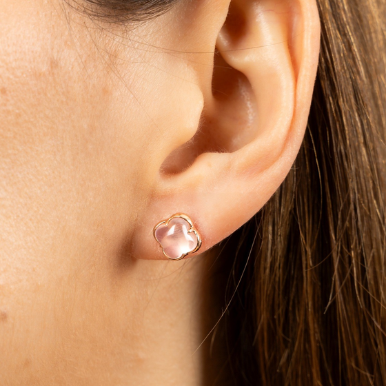 Studs, Rose Quartz, Rose Gold