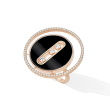  Pink Gold Diamond Ring Onyx Lucky Move LM