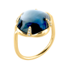 Ring, Topaz Blue London, Diamonds, Yellow Gold
