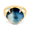 Ring, Topaz Blue London, Diamonds, Yellow Gold