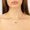 Collier, Agate Verte, Diamant, Nacre Blanche, Or Jaune