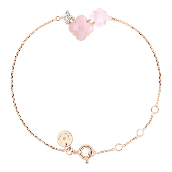 Opale And Pink Quartz + Diamonds Rose Gold Bouquet Bracelet
