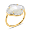 Bague, Nacre Blanche Grand Modèle, Diamants, Or Jaune