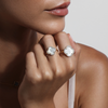 Ring, Mother Of Pearl Large Motif, Diamonds, Yellow Gold