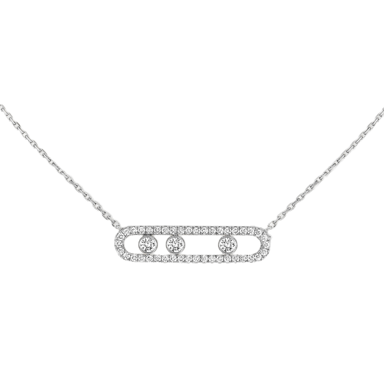 White Gold Diamond Necklace Move Pavé