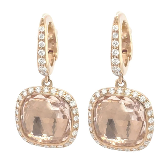 Boucles d'Oreilles Morganite & Diamants