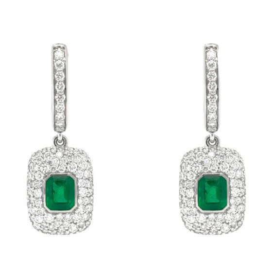 Boucles d'Oreilles Emeraudes & Diamants