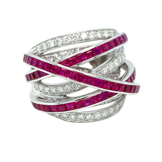 Bague Multi Rangs Rubis & Diamants