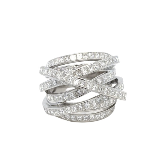 Bague Multi Rangs Or Blanc & Diamants