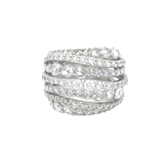 Bague Multi Rangs Or Blanc & Diamants