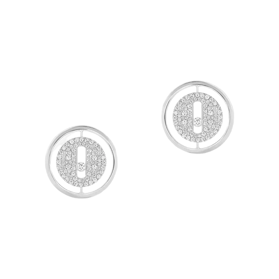 Lucky Move Diamond Pavé Stud White Gold Diamond Earrings