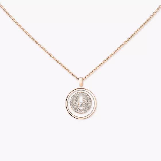 Lucky Move SM Pavé Pink Gold Diamond Necklace