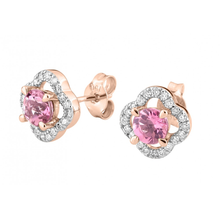  Pink Tourmaline Earrings Set With Diamonds Rose Gold