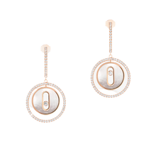  Pink Gold Diamond Earrings Lucky Move SM White Mother-of-Pearl