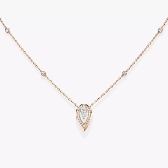 Fiery 0.10ct Pink Gold Diamond Necklace