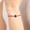 Bracelet, Mini Onyx, Diamonds, Red Cord, Rose Gold