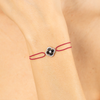 Bracelet, Mini Onyx, Diamonds, Red Cord, Rose Gold