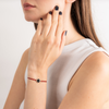 Bracelet, Mini Onyx, Diamonds, Red Cord, Rose Gold