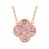 Pink Sapphires Clover Rose Gold Necklace