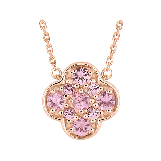 Pink Sapphires Clover Rose Gold Necklace