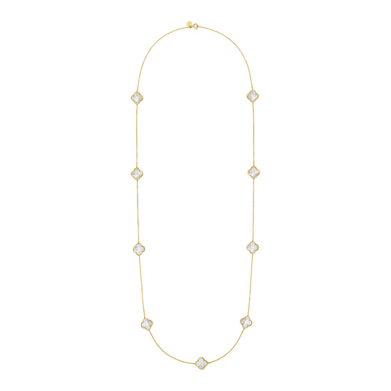 White mother-of-pearl yellow gold sautoir