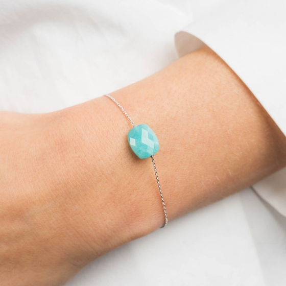 Bracelet, Amazonite, Or Blanc