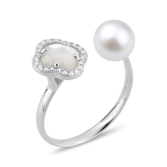 Ring, Mother Of Pearl, Diamonds, White Gold