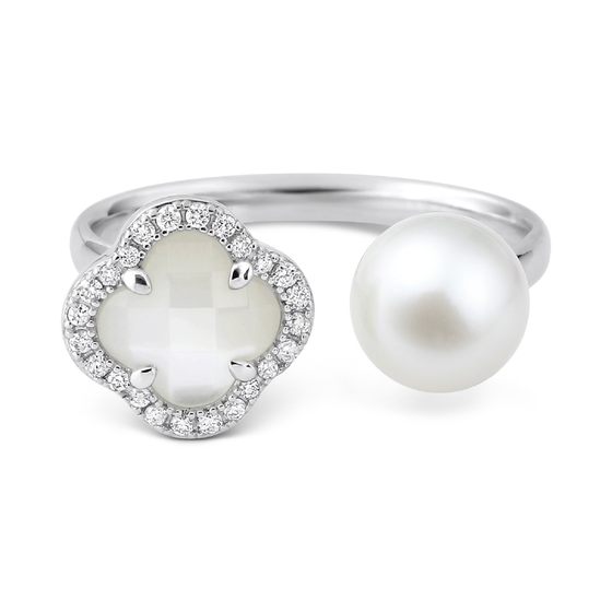 Ring, Mother Of Pearl, Diamonds, White Gold