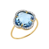 Ring, Topaz Swiss Blue, Diamonds, Yellow Gold