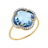 Ring, Topaz Swiss Blue, Diamonds, Yellow Gold