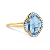 Bague, Topaze Swiss Blue, Diamants, Or Jaune