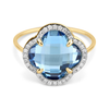 Ring, Topaz Swiss Blue, Diamonds, Yellow Gold